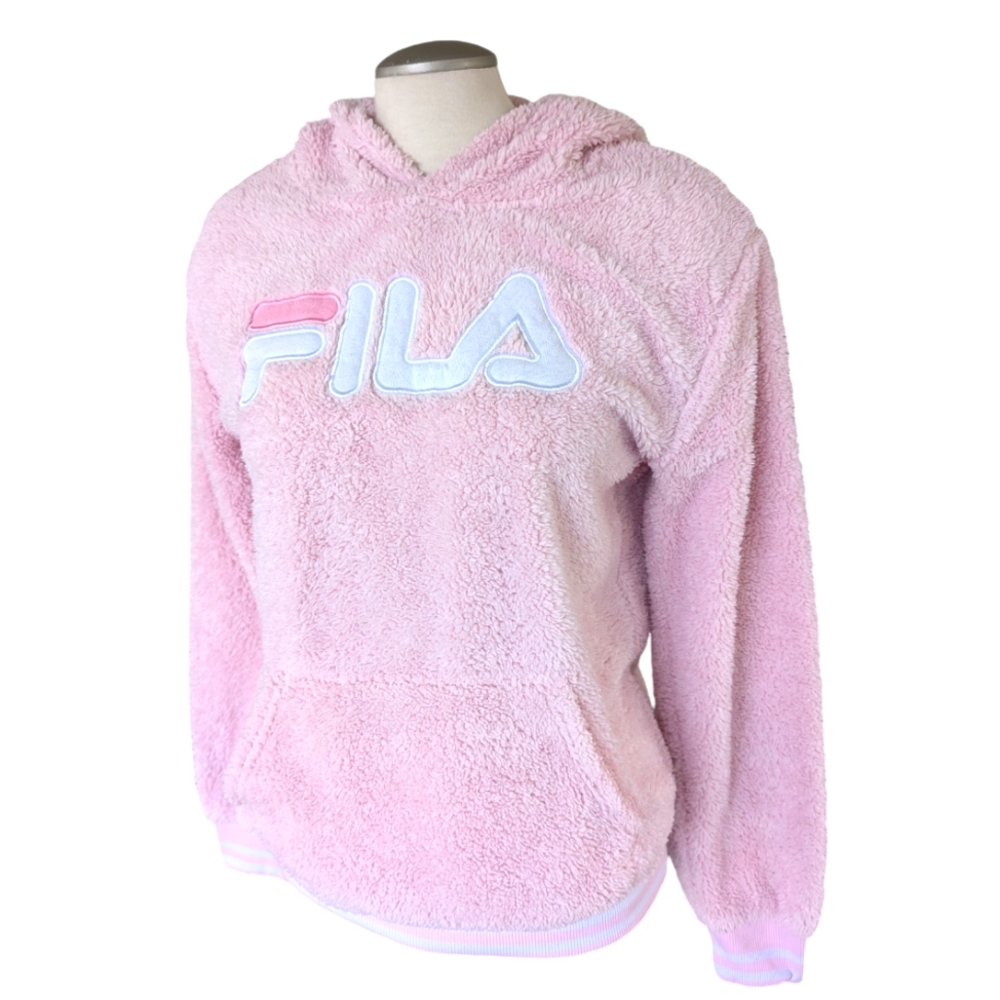 Fila fuzzy pink hooded sweatshirt size XL